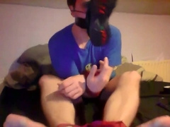 gay leeds lad from uk size 11 feet bound sock gagged and tied shoe to face