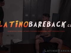 Slutty Latino Antu wraps his tongue around Edwins cock before breeding