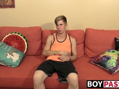 Penis stimulating and dildo using with a sweet young man