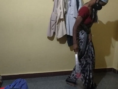 Cleaning home in mummy's saree