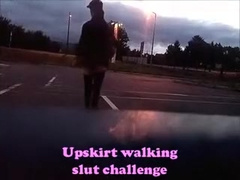 Upskirt walking CD slut challenge