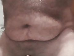 Fat cock daddy bear cum hand free
