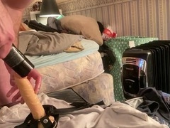 Stuffing my backdoor with a vibrating strap-on dildo for some solo fun. Delicious!