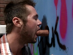 Hot amateur tries glory hole BJ and fucks with two horny men