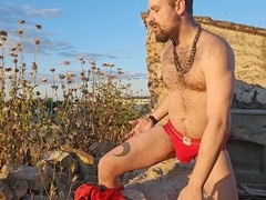 Caught masturbating and peeing in nature's lap