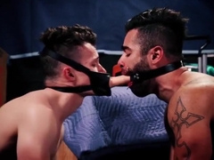 The Bearded Boy Gags And Gulps Down The Dildo