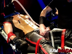 Intense foot play domination and cock pump gay bondage