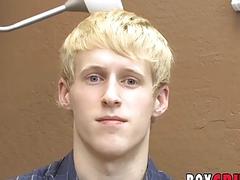 Naughty blonde twink hardcore dildo play