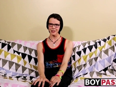 Nerdy twink Aaron Martin jacking it hard after interview