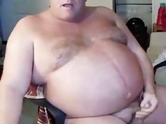 Daddy with big belly wanking