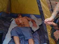 Sexy boys enjoy their first night camping by fucking in serious positions