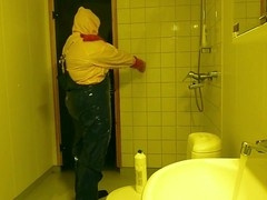 gay man in pvc rainwear