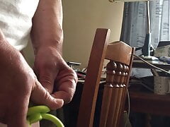 Long foreskin + rubber toy + chair back - part 1