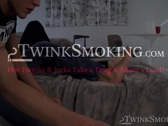 Horny Chase Young sits and rides on sexy Ryan Connors big cock while smoking the whol