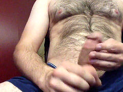 Str8 the unshaved daddy jizzing in his blue cut-offs