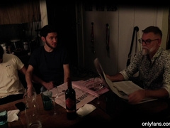 Getting throated in front of real grandpa at the kichen table