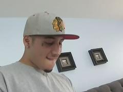 Hardcore gay banging leaves Latino with a sticky stomach