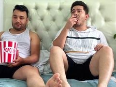 I invite my stepbrother over for a movie so I can take him and fill his ass