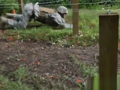 kinky soldiers engage in anal orgy outdoors