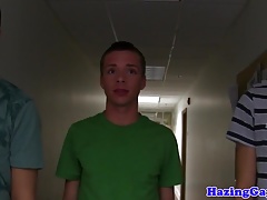 Facialized college teen fucked in dorm hazing