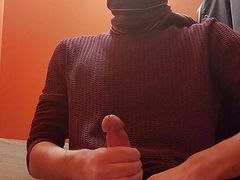 Horny guy with big cock, making sperm donation at the donor office