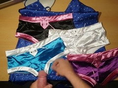 Satin fuck, satin boxers, cum on satin