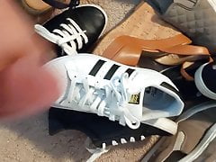 Closet raid! Cum over adidas superstars
