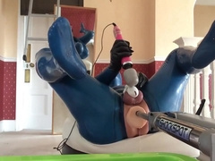 pvcsissy in chastity anal fucking machine 2