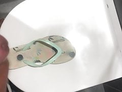 Cum on flipflops of unknown girl