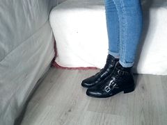 High heels leather boots crossdresser