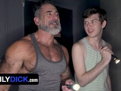 The mischievous stepson repays his stepdad with a rimjob and hard pounding for his prank - FamilyDick