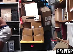 Cute ebony thief bare fucked by big dicked security guy