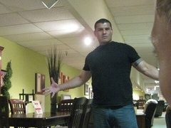 Guy shamelessly masturbates at the local shop