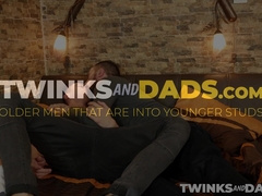 Bearded daddy Erik Lenn got his hard cock worshipped by young jock Will Kade