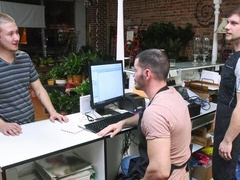 Flower shop 3some with Brent Walker, Brogan Reed, and Justin Dickson