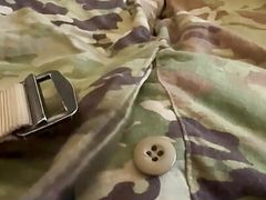 Shooting a creamy load in some boxer briefs while wearing my army uniform