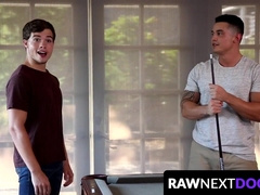 RawNextDoor.com - Calvin Chambers' fraternity breeding with juniors unfolds slowly