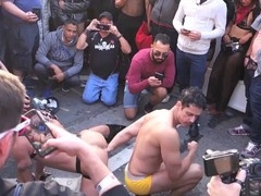 Latino studs with raw cocks in intense outdoor hardcore action
