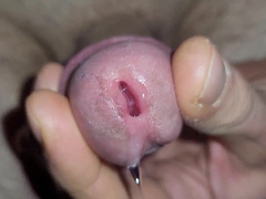 Shimmering precum and cords of jizz