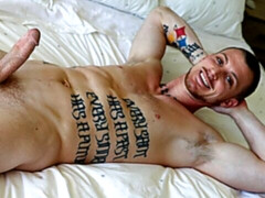 Scrawny hottie Joey Beckham blows a huge load FAST