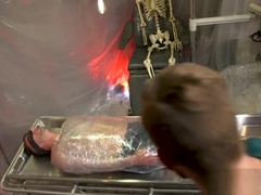 Restrained BDSM stud teased with sextoy