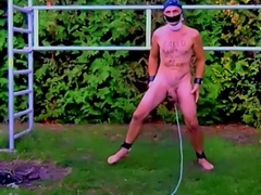 Totally Naked Slave Outdoor Public Sounding Nettle Bdsm Cbt