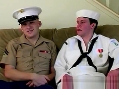 Handsome young navy boys in uniforms are anally fucking