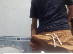 The Guy With The Huge Cock So Fat In His Pants, He Unloads It With 5 Jets Of Semen In The Air