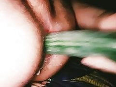 Twink fucks his butt with cucumber