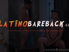 Inked Latinos Felix and Audrey cum while barebacking each other