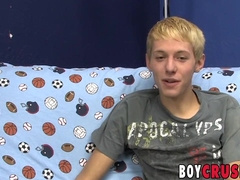 Thin young homosexual jerking his long hard-on