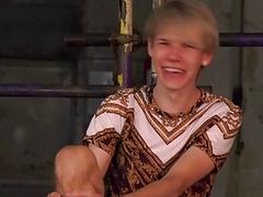 Pretty homo blonde is waxed before a frustrating handjob