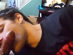 Buddy blows me on the couch while I stroke him CIM swallow