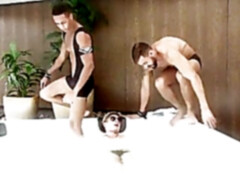 Young gay slut gets more than he expected with aggressive daddies